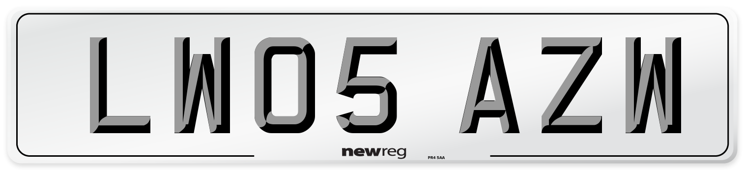 LW05 AZW Number Plate from New Reg